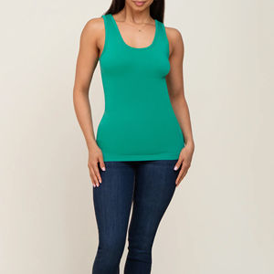 Camiseta sin mangas ajustada para mujer, elástica, cuello redondo, estilo casual básico, venta al por mayor - Product Image 5