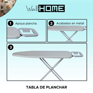 WELL HOME Planche à repasser pliable en métal 146x44x90 cm - Product Image 2