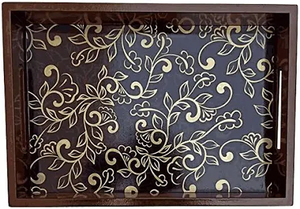 Plateau de service décoratif en bois imprimé à la main - Product Image 5