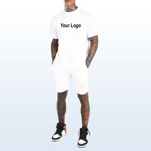 Custom Streetwear Chándal Algodón Lavado con ácido Pantalones cortos Ropa deportiva Gimnasio Verano Jogger 2 piezas Pantalones cortos y camiseta Set para hombres - Product Image 1