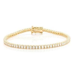 VVS Moissanite Ice Out Round Cut Yellow Gold Trendy Wedding Anniversary Tennis <b>Bracelet</b> Unisex 925 Sterling <b>Silver</b> - Product Image 3