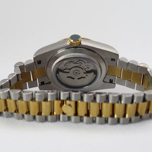 Montre mécanique automatique chronographe réglable en acier inoxydable à deux tons avec pierres précieuses dorées et diamants pour hommes, fournisseur chinois - Product Image 4