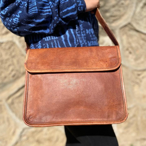Real Goat Leather Handmade 9*11 Inch <b>Laptop</b> Messenger <b>Bag</b> - Product Image 6