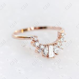 Ewelry-banda vintage curvada para boda, oissanita clásica, brillo antiguo - Product Image 3