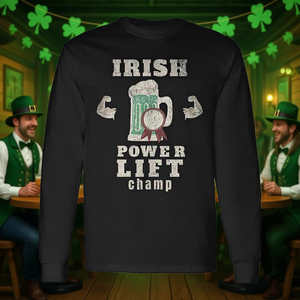 Camiseta de manga larga Irish Power Champ para el Día de San Patricio con diseño de cerveza verde y top sin mangas, ideal para promociones festivas. - Product Image 3