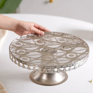 Support à gâteau rond en aluminium gaufré en gros Support décoratif de mariage au prix d'usine pour les fêtes - Product Image 2