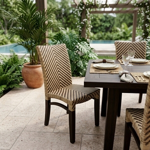 Chaise de salle à manger en rotin tressé naturel à motif chevron, dossier haut, pieds en acajou, mobilier d'intérieur, décoration artistique pure pour la maison - Product Image 5