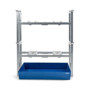 Scaffale per fusti/stazione di riempimento per 4 fusti da 200 litri, vasca di raccolta verniciata, 1429 x 1210 x 1637 mm - Product Image 3