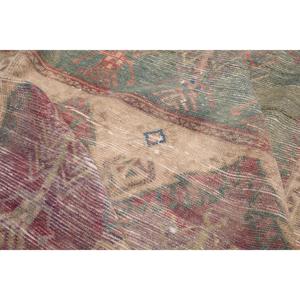 4.5x12.4 ft Vintage Turkish <b>Runner</b> Rug Red <b>Green</b> Ombr Wool Patchwork Rug with Eco-Friendly Latex Backing Medium Pile - Product Image 5