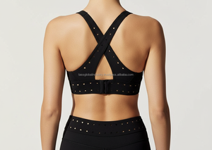 เสื้อชั้นในกีฬาผู้หญิงแบบตัดด้วยเลเซอร์ รองรับแรงกระแทกสูง สายไขว้ ออกกำลังกาย โยคะ บราแบบกำหนดเองสำหรับฤดูร้อน - Product Image 2