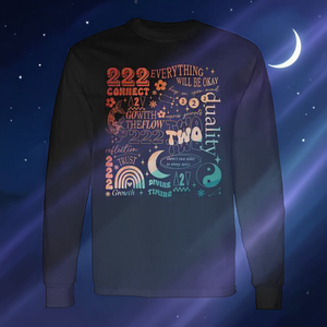 T-shirt a maniche lunghe con numeri spirituali 222 e numero angelico 222 per la promozione spirituale - Product Image 3