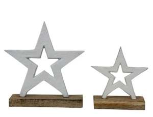 ชุดดาวคริสต์มาสอลูมิเนียมแบบ2ชิ้นฐานไม้สีเงินสำหรับตกแต่งบ้านและโรงแรม - Product Image 2