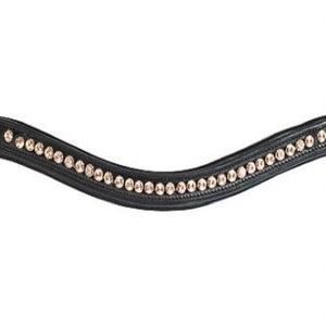 Productos de Carreras de Caballos ecuestres hechos a mano Banda de cejas de caballo de cuero negro o marrón con cristales dorados decorativos mega Bling - Product Image 4