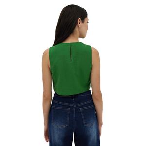 Best Selling Women Sleeveless <b>Crop</b> <b>Top</b> Solid <b>Green</b> Cotton Blend High Neck Casual Summer Tank OEM Private Label Wholesale Apparel - Product Image 4