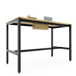 Industrial Design 160x80x105cm Standing Conference <b>Table</b> Plywood Wood with Iron Legs Assembly Required-STD68039 - Product Image 2
