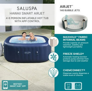 NUEVO EN STOCK SALUU-SPAA HAWAAII AIRRJETT BUBBLES, Jacuzzi Inflable con Burbujas de Masaje para 4 a 6 Personas, Portátil, Cuadrado, para Exteriores - Product Image 5