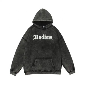 Sudadera con Capucha Personalizada con Serigrafía, 500 Gsm, Gruesa, Estilo Vintage para Hombre, 100% Algodón, Felpa Francesa, Lavado Ácido - Product Image 1