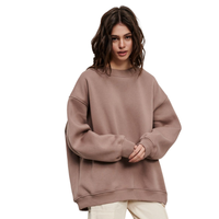 Sweat-shirt unisexe en coton 100% teint en pièce, 380 GSM, col rond, coupe oversize, avec logo personnalisé, pour l'automne et l'hiver, grandes tailles