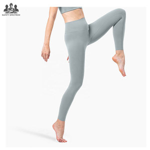 Leggings de sport et de yoga respirants, effet ventre plat, en polyester/nylon écologique, avec fermeture élastique mi-haute, couleur unie - Product Image 4