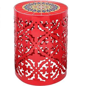 Mesa auxiliar de metal sólido de alta resistencia con mesa central decorativa para dormitorio con acabado martillado y doble tono, mesa de centro interior - Product Image 2