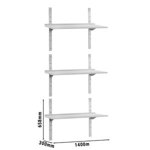 Commercial <b>Stainless</b> <b>Steel</b> Wall <b>Shelf</b> ECO - 1400x300mm - with 3 Tiers - Product Image 2