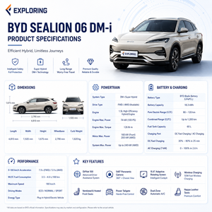 BYD Sealion 06 DM-i 2025 Edizione Leading, SUV Ibrido con Autonomia di 121KM, Tecnologia DM-i di Quinta Generazione, Guida a Sinistra, Auto a Nuova Energia per l'Esportazione - Product Image 3