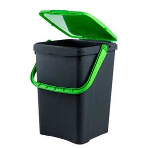 Ecoplast Pattumiera, seau de rangement en plastique pour le recyclage, couvercle rabattable, flexible, déformable, résistant à toutes les températures, intérieur/extérieur - Product Image 1