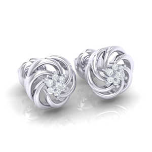 Boucles d'oreilles clous en spirale en or certifié avec diamants véritables 0,07 ct au total, 14 pierres, pureté 14K/18K, multicolores - Product Image 2