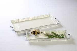 ถาดเสิร์ฟอาหารสแตนเลสมีด้ามจับทำจากเรซิ่นถาดเสิร์ฟอาหารในห้องครัวงานแต่งงานงานทำมือ - Product Image 3