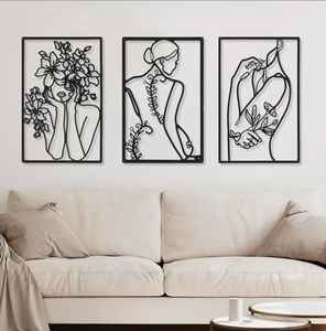 Decoración de Pared de Metal con Diseño de Líneas Minimalistas Modernas, Adhesivo, Decoración Geométrica Popular para Mujeres, Arte de Pared Navideño para el Hogar - Product Image 1