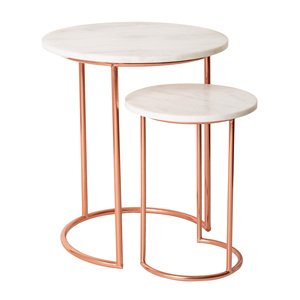 Tables imbriquées en fer contemporain dans plusieurs revêtements de couleur avec option de dessus en verre et marbre disponible en taille et finitions personnalisées. - Product Image 4