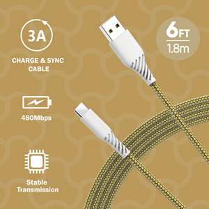 Câble USB-C de charge rapide avec gaine en PVC tressée de 1 m, 2 m, 3 m pour iOS et ordinateur, charge et synchronisation en stock - Product Image 3
