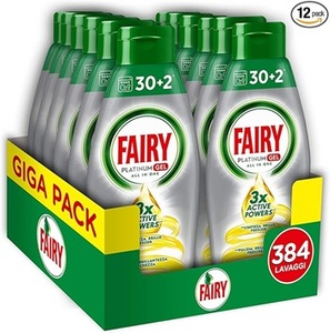 Fairy <b>Liquid</b> Gel <b>Dishwasher</b> <b>Detergent</b>, 120 Washes, Pack of 4 Bottles, Platinum Lemon, Gives Extra Shine to the <b>Dishwasher</b> - Product Image 5