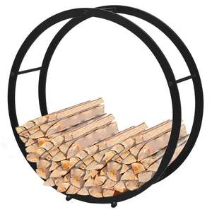 Circle Design Metal Firewood <b>Log</b> Holders Iron Round <b>Log</b> <b>Rack</b> <b>Indoor</b> & Outdoor Fireplace Black Firewood <b>Racks</b> - Product Image 1