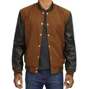Chaqueta de béisbol cálida para hombre a precio de fábrica, chaqueta informal de invierno con letras bordadas, chaqueta de béisbol para hombre, servicio OEM - Product Image 2