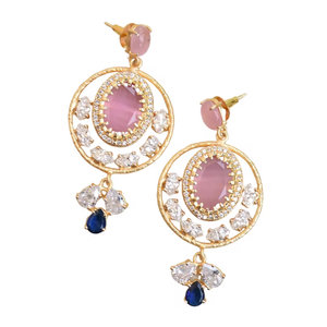 Aretes de Aro de Latón al por Mayor, Aretes de Piedra Orgánica con Circonita Natural, Textura de Latón Mate, Sin Níquel, Duraderos, Perfectos para Venta al por Mayor - Product Image 1