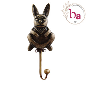 Latón antiguo hecho a mano conejo gordo Animal pared hierro fundido abrigo y sombrero ganchos percha - Product Image 1