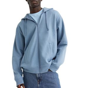 Sweat à capuche oversize zippé pour homme, 100% coton, pull en molleton français, logo personnalisé, sweat à capuche à épaules tombantes, imprimé en relief pour homme - Product Image 4