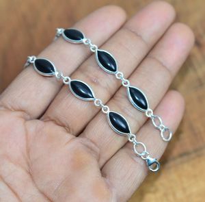 Black Onyx 925 Sterling Silver Adjustable Bezel <b>Bracelet</b> 9 Gemstone Handmade Jewelry Elegant Gift For Women - Product Image 4