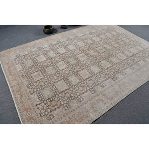 Alfombra de lana Beige antigua de 6,4x9,5 pies, alfombra turca Vintage hecha a mano, retales Rectangulares de látex para dormitorio adolescente, pasillo, felpa - Product Image 2