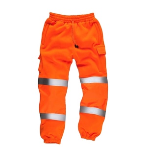 Pantalon de jogging à rayures haute visibilité, pantalon cargo en polycoton, pantalon de jogging orange haute visibilité - Product Image 1