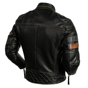 Veste en cuir pour homme 2025 ou style moto printemps automne en cuir naturel coupe ajustée veste de motard vestes en cuir personnalisées - Product Image 2