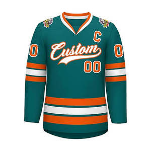 เสื้อกีฬาฮ็อกกี้น้ำแข็งที่ปรับแต่งได้พร้อมแขนยาวชื่อทีมหมายเลขโลโก้ออกแบบสีของคุณเองบริการ OEM - Product Image 2