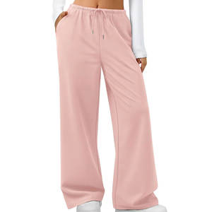Pantalones Deportivos Holgados de Estilo Urbano, 100% Algodón, Cintura Media, Transpirables, de Color Sólido, para Mujer, para Trotar al Aire Libre - Product Image 1