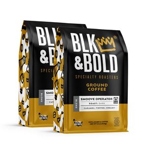 Café moulu BLK & Bold, torréfaction foncée Smoove Operator, 100% grains de café Arabica, sachets de 12 oz (lot de 2) - Product Image 5