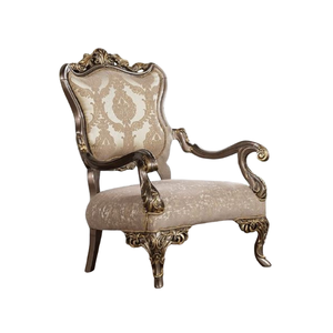 Fauteuil d'appoint sculpté de luxe avec finition en feuille d'or et tissu baroque - Product Image 1