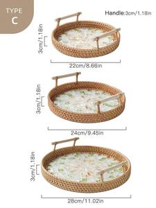 Panier rond en rotin tissé à la main avec nacre du Vietnam Design écologique parfait pour le service et la décoration intérieure vente en gros - Product Image 4