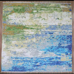 Meilleure vente de tapis abstrait moderne en laine et soie noué à la main pour le salon, la chambre, la chambre d'amis ou la porte de prière au prix d'usine - Product Image 2