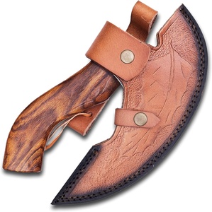 Hache à pizza en acier à haute teneur en carbone faite à la main avec manche en bois de rose et gaine en cuir fin Haches faites à la main Hache de cuisine Hache à viande - Product Image 3