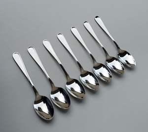 Ensemble de 7 couverts de restaurant en acier inoxydable pour hôtel, comprenant cuillères et couteaux, finition argentée - Product Image 6